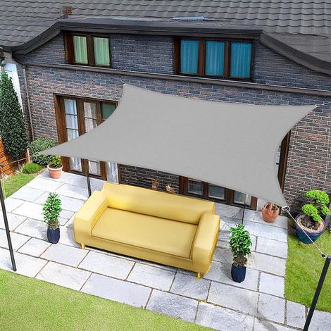 Sonnensegel Rechteckig 5x6m Wasserdicht 95 UV Schutz Grau 5x6 Grau (1/5)