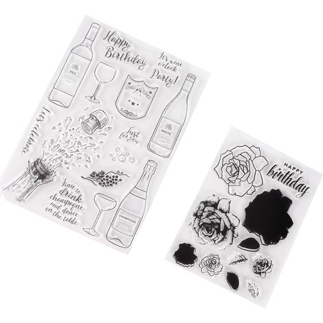 2 Tampons en TPR Transparents avec Motifs pour Scrapbooking, Album Photo, Cartes DIY et Journal Créatif (1/5)