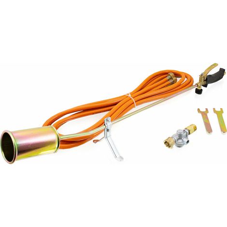 Bituxx Gasbrenner Abflammgerät Unkrautvernichter Brenner Dachbrenner 58Kw inkl. Druckminderer und Adapter 4 Bar