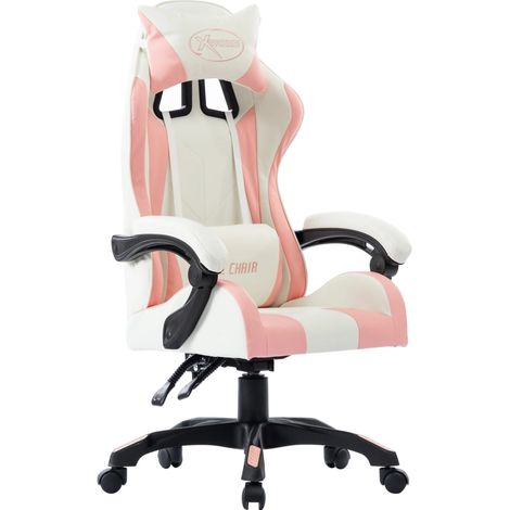Fauteuil de bureau Fauteuil de jeux vidéo Rose Similicuir (1/4)