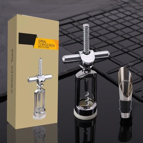 Dewenwils Cross Corkscrew - Manual Wine Cork-Shaped Bottle Opener A-AquaForge (1/4)
