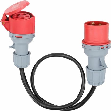 Adaptateur CEE 16 A vers 32 A 5 broches étanche avec câble IP44 5 x 2,5 mm² pour extérieur, chantier, caravane, camping, jardin 220 à 380 V ou 240 à 415 V (1 m) (1/5)