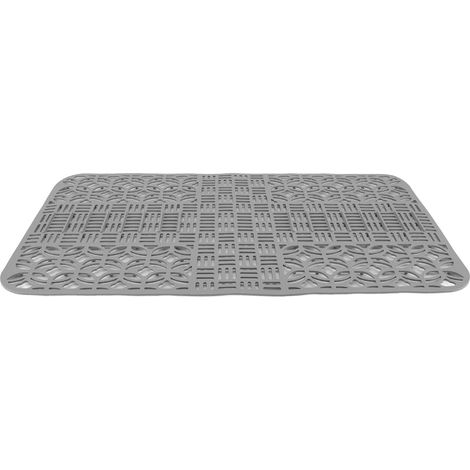 Tapis d'évier en silicone antidérapant et résistant à la chaleur, 66 x 35 cm, grand format, carré, ajouré, protection pour évier de cuisine, gris (1/5)