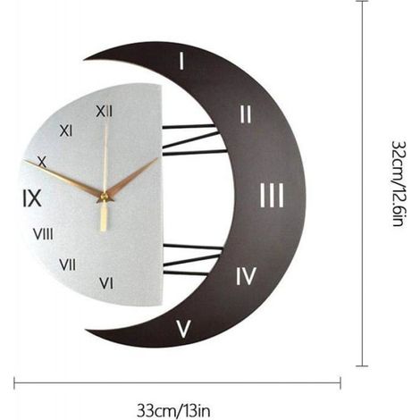 Horloge Murale - Cadran Ronde En Bois D'ingénierie Et Métal - Mouvement Quartz Silencieux - Décoration Intérieure Moderne - 1 Pièce (1/5)