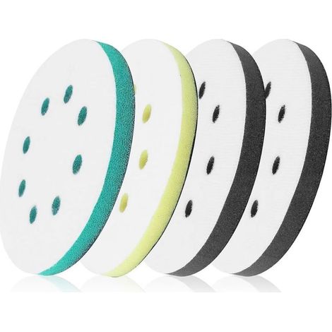 4 Pièces Tampon de Ponçage Souple 125mm Tampon d'Interface Ponceuse, Plateau de Poncage 8 Trous Tampon Interface en Éponge en Mousse Patin de Remplacement pour Ponceuse (1/5)