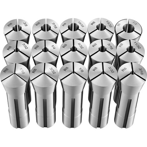 Mophorn 23-teiliges R8-Spannzangen-Set Typ 369E, 1/16 Zoll bis 3/4 Zoll, für Fräs- und Bohrmaschinen, 0,0008" Rundlaufgenauigkeit, mit beschrifteter Aufbewahrungsbox aus legiertem Stahl (1/5)