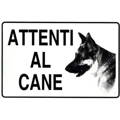 Cartello attenti al cane plastificato biadesivo targa segnelatica 30x20cm (1/3)