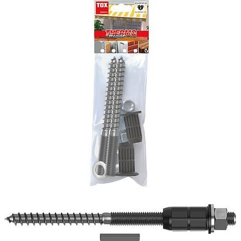 Système de montage pour charges lourdes M12x230mm – Acier inoxydable A4 – 2 pièces – Pour maisons en bois avec isolation thermique – TOX - M12x230 (1/5)
