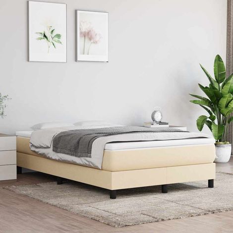 Cama box spring con colchón tela color crema 120x200 cm (1/5)