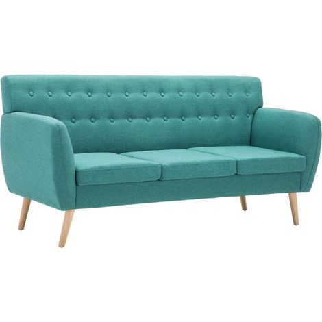 Divano a 3 Posti Rivestito in Tessuto 172x70x82 cm Verde vidaXL