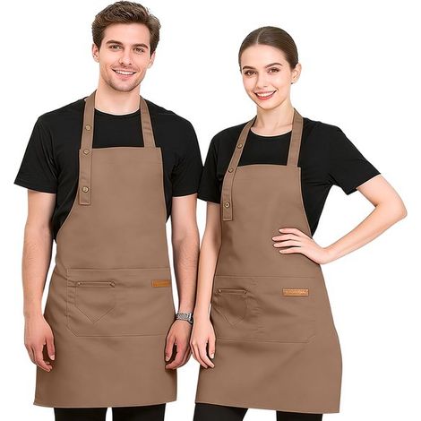 Küchenschürzen 2er Set 76 x 67 cm Schürzen für Küche, Haushalt und Gastronomie Atmungsaktiv Ölabweisend Strapazierfähig Arbeitsschürzen Mit Tasch