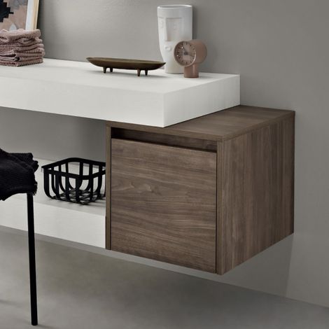 Mobile sospeso bagno 1 anta 40 cm in nobilitato PIAVE Noce (1/2)