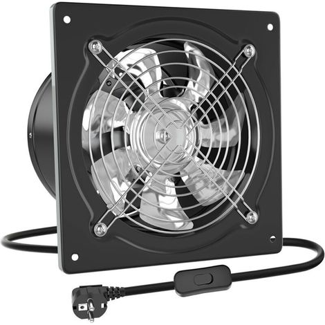 Ventilateur Mural 150mm Extracteur d'air avec Clapet Anti-Retour Matériau Métallique avec EU Plug pour Bureau Grenier Garage Cuisine Salle de Bain (1/4)