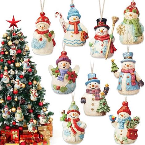 Adornos navideños de muñecos de nieve, Adornos de madera de muñecos nieve colgar árbol Navidad, Etiquetas colgar árbol Navidad fiesta Año Nuevo (1/5)
