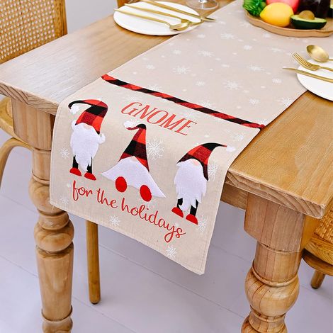 Table Noël Décoration de Table Nappe Lavable, Festive Nappe de Décoration de Table de Dîner de Noël,180×35cm