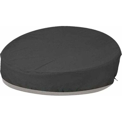 Round Gartenbett-Abdeckung, Rundes Schlafsofa, Schutzhülle, Winddicht, UV-beständig, 210D -Stoff, Plane für Gartenmöbel, Schwarz, 190 x 89 cm (1/4)