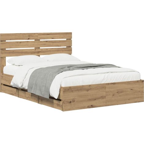 Bed Frame with Storage and Headboard Artisan Oak 160 x 200 cm vidaXL (1/5)