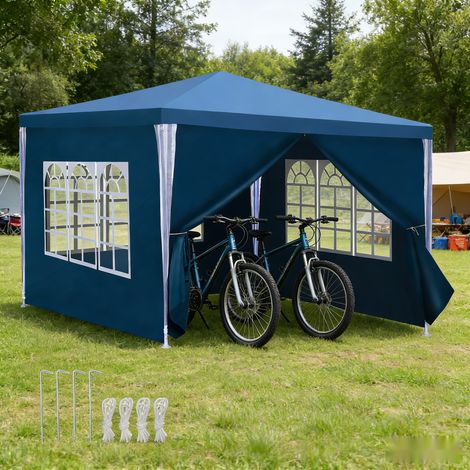 Randaco Gartenzelt 3x3m Pavillon mit PE Plane UV Schutz wasserdicht Festzelt für Terrasse und Outdoor Party Blau (1/5)