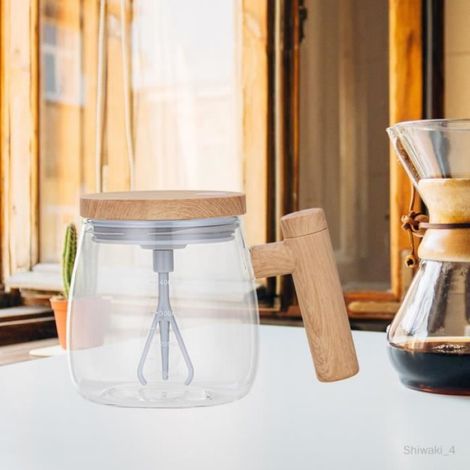 Tasse à agitation automatique avec couvercle, voyage au bureau à domicile pour café thé lait tasse de mélange électrique Clair (1/4)