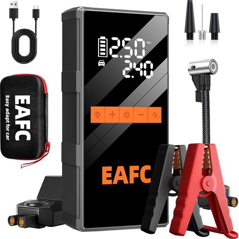 4000A Booster Batterie Voiture avec Gonfleur 150 PSI, Demarreur Batterie Voiture 12V (jusqu'à 10 l Essence/6 l Diesel), Demarreur Batterie Voiture Portatif avec écran LED, USB-C (Sac Portable) (1/5)