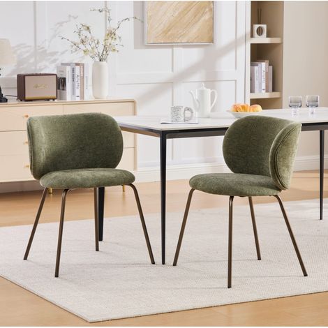 Pack de 2 sillas de comedor 58x52x80 cm de chenilla verde FloraGrace (1/5)