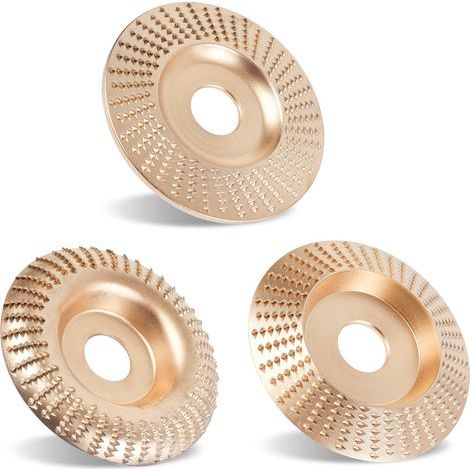 Upgraded 3PCS Wood Carving Disc Set for 4" or 4 1/2" Angle Grinder with 5/8" Arbor, Grinding Wheel Shaping Disc for Wood Cutting, Grinder Cutting Wheel Attachments (1/4)