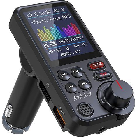 Car Bluetooth Transmitter, 1.8" Color Screen Bluetooth Car Radio Adapter with Mic (1/5)