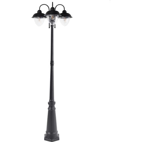 Lampadaire Moderne à 3 Lumières Jardin Éclairage de Chemin en Aluminium Synthétique Noir Banka (1/5)