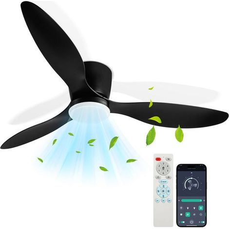 Ventilateur de plafond 3 pales avec éclairage LED et télécommande, 6 vitesses, design moderne silencieux pour salon ou chambre (1/4)