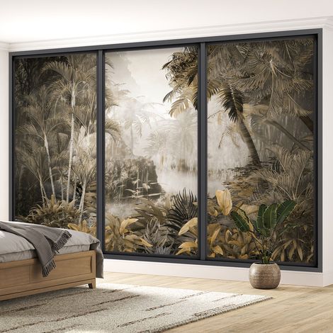 Papier peint panoramique Trompe l'oeil baie vitrée - Jungle - 130 cm x 78 cm (1/5)