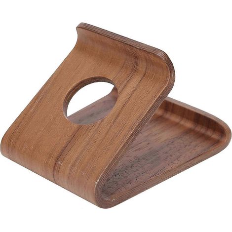 Support pour téléphone portable et tablette, base en bois (noyer) (1/5)