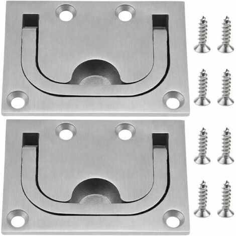 2 Trappes Affleurantes pour Bateaux Poignée Marine en Acier Inoxydable Trappe Encastrée pour Bateau Poignée de Traction Encastrée avec 8 Vis pour Casier d'armoire Marine Yacht Boat, - (1/5)