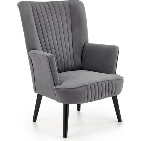 Sillón Houston 955, Gris + Negro, 100x75x70cm, Tapiz, Patas: Madera, 0 (1/5)