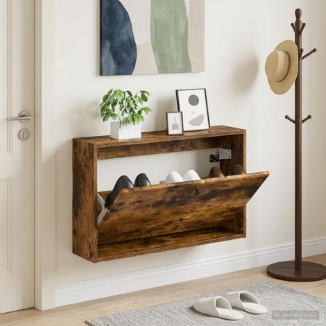 vidaXL Wall-Mounted Shoe Cabinet BREDA 71 x 17 x 43 cm Engineered Wood (1/5)