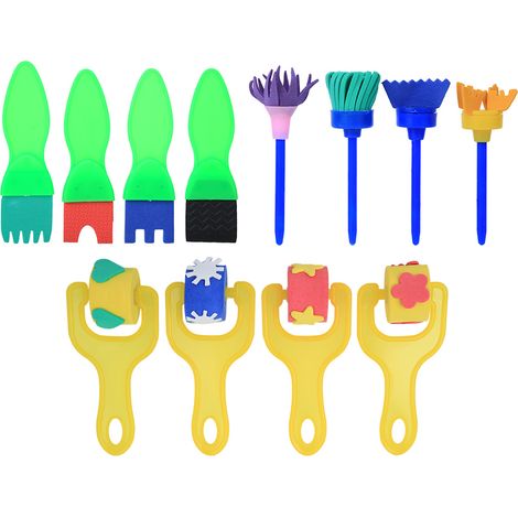 Lot de 12 brosses éponge pour peinture, rouleau de peinture enfant, outil éducatif de dessin, Style 2 (1/5)