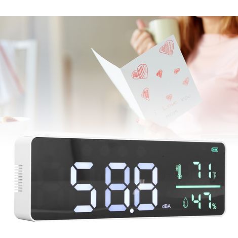 DM1306D Drei-in-Eins-LED-Wandschallpegelmesser (30–130 dBA) mit Fahrenheit-Schallpegelmesser, Hygrometer und Fahrenheit-Thermometer (1/5)
