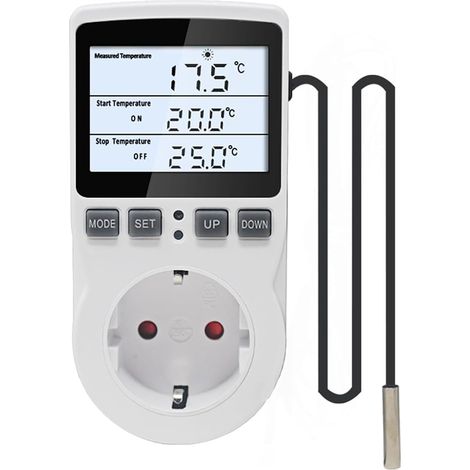 Thermostat socket 220V with backlight, NTC probe of 3 meters (1/5)