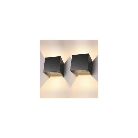 JSSEVN- 2×6W Appliques Murales Interieur/ Exterieur Réglable 3000K Applique Murale led Noir IP65 étanche Lampe Murale Moderne en Aluminium pour Chambre Maison Escaliers Couloir Salon (1/5)