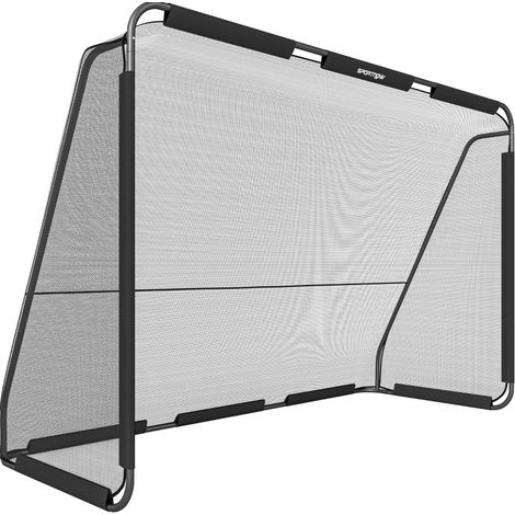Porta da calcio 300 x 200 cm in metallo nero con rete resistente per giardino – MEUBLIV (1/5)