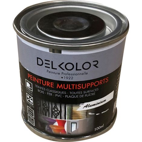 Delkolor Peinture Multisupports Couleurs RAL - 100 ml Couleur: RAL 9006 ALUMINIUM BLANC
