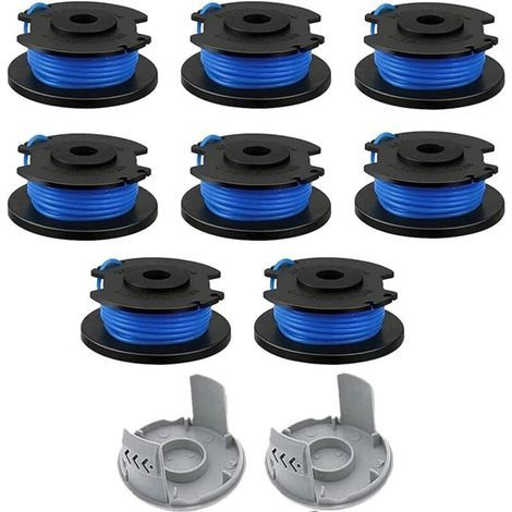 10 Pièces Bobine de Rechange pour Débroussailleuse,fil Bobine Coupe Bordure,Compatible Avec Ryobi One + AC14RL3A-18V 24V 40V,Coupe-fil Sans Fil Line 11ft,8 Bobines + 2 Capuchons de Coupe (1/4)