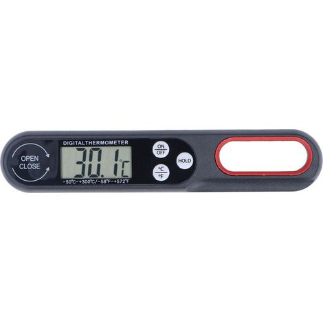 Thermomètre viande à lecture instantanée – numérique alimentaire – écran LCD rétro-éclairé – sonde pliable – marche auto – noir (1/5)