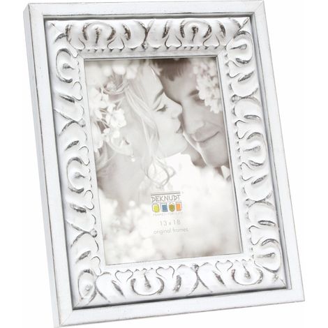 Cadre Photo Style Baroque Bois Blanc 13 x 18 cm