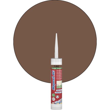 Mapei – Mastic silicone MAPESIL AC – Coloris chocolat 144 – Monocomposant sans solvant – Résistant aux moisissures et à l'eau