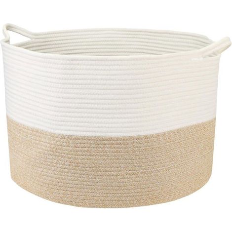 Xxl Panier À Linge En Coton,Grand Panier De Rangement Rond Avec Poignées[CA224] (1/5)