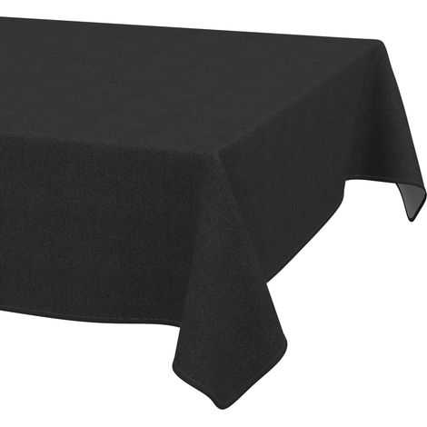Nappe enduite Anthracite Aspect Lin avec Ourlet 140x100 cm Anti-Taches (1/5)