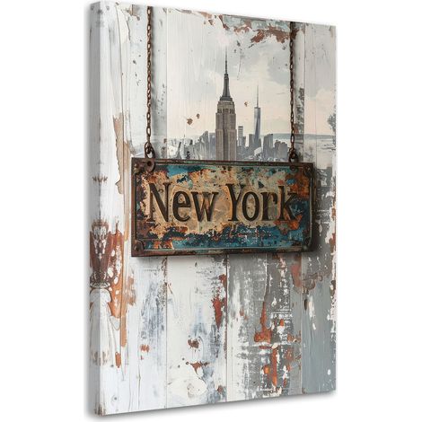 Quadro su tela, New York Scritta tipografica vintage, 20x30 (1/5)