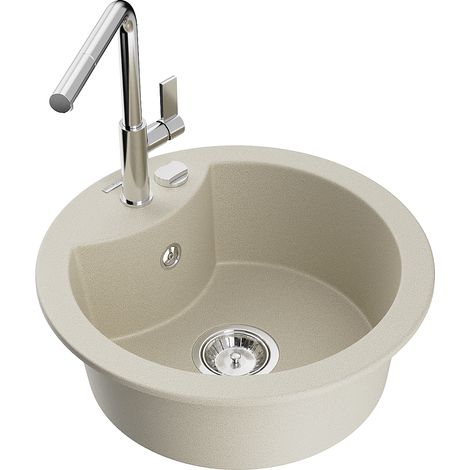 Mexen Diego lavello in granito a 1 vasca con miscelatore cucina Flora, beige - 6512-69-670401-00 (1/5)