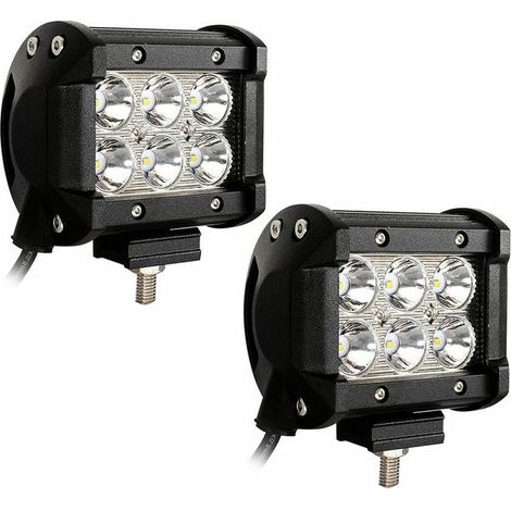 Hengda Faro da lavoro 2x 18W Fari LED quadrati 12V 24V Luci di guida Impermeabili IP67 Luci da lavoro fuoristrada per moto Auto ATV SUV - Nero (1/3)