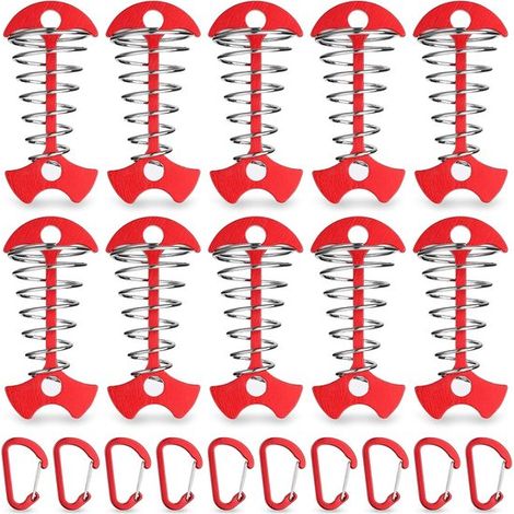10 anclajes de cubierta rojos con agarre para escalada，resortes de anclaje de cubierta de aluminio resistentes al viento，tensores de cuerda (1/3)